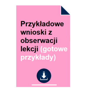 Przykładowe wnioski z obserwacji lekcji (gotowe przykłady)