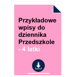 Przykładowe wpisy do dziennika Przedszkole - 4 latki